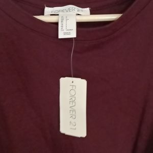 FINAL PRICE NWT FOREVER 21 Burgundy tie-up short sleeve Tee, Size Small